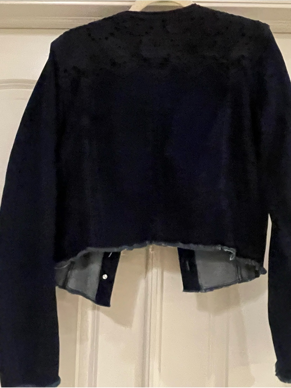 GUESS Navy Blue Denim Jacket with Perforated Yoke - Picture 2 of 6